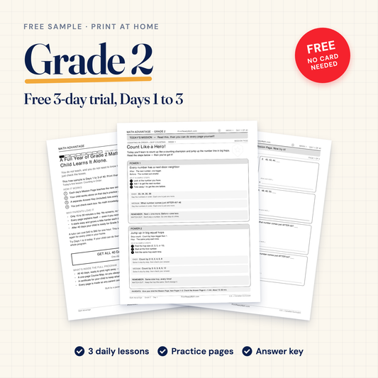 Free 3-day trial, Grade 2: Day 1 lesson and practice pages
